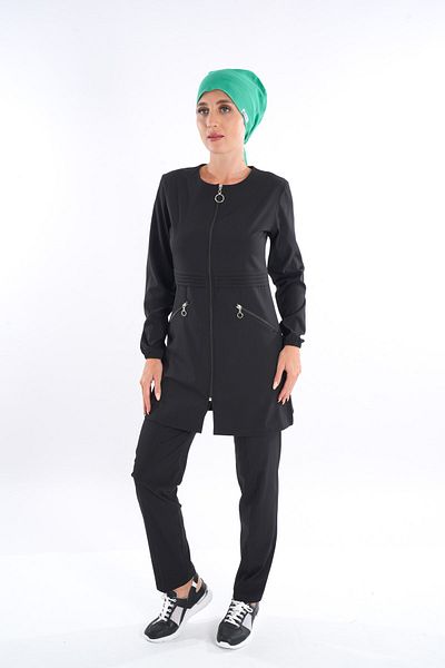 Nur Medikal Giyim Model Migdale Soft Lycra Costum Uniformă Chirurgicală Doctor Asistentă Neagră