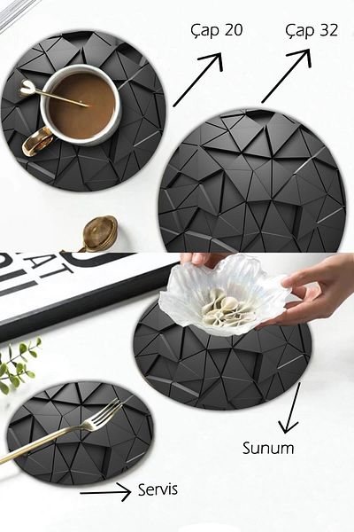 Saban 32 cm and 20 cm Black Triangle Pattern Set of 2