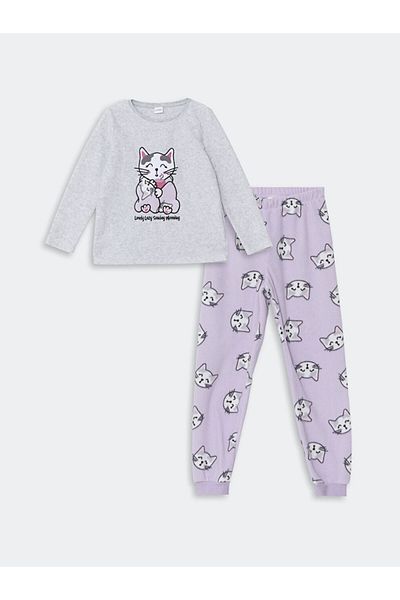 LC Waikiki Lcwk Crew Neck Fleece Girls Pajamas Set