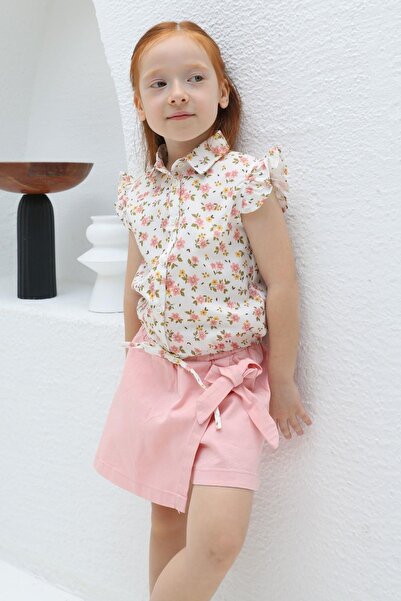 Mutlu Kids FİYONKLU KIZ GABARDİN ŞORT ETEK