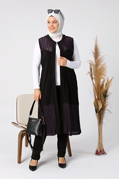 Ferace Large Size Transparent Jewelled Long Women's Vest