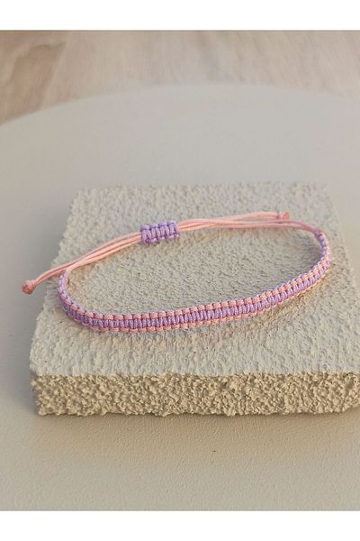 TREND Unisex Double Color Knitted Pink-Lilac Macrame String Bracelet, Gift Bracelet, Sports Bracelet