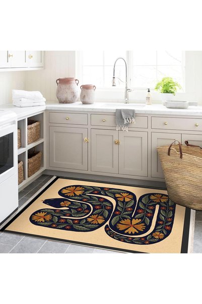 Rugs Modern Halı Efe Collection Beige Theme Floral Detailed Snake Patterned W...
