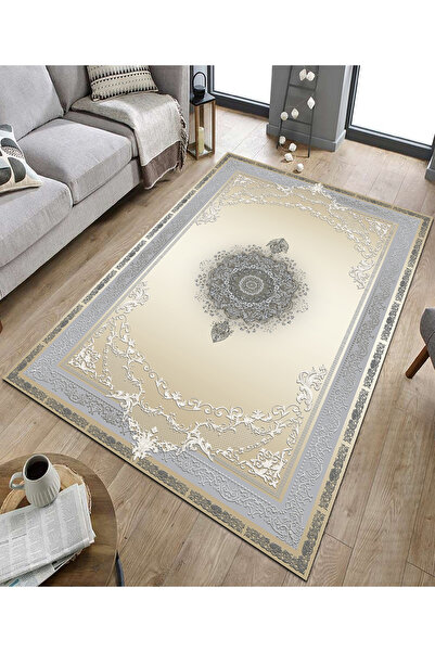 GNL HOME Klasik Desenli Dijital Baskı Yıkanabilir Salon Mutfak Koridor Ofis H...