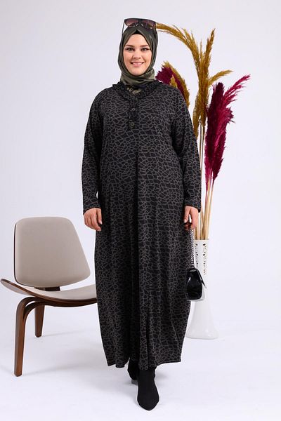 Ferace Women's Casual Dress Hijab Leopard Print Large Size Dress