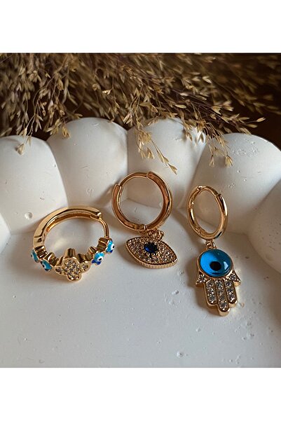 Disone 3lü Nazar Boncuk Küpe