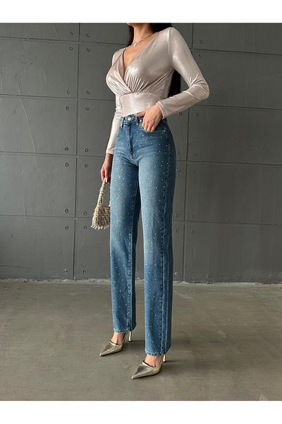 Zeo Basic Zeo Basic - Straight Jeans with Stone Detail