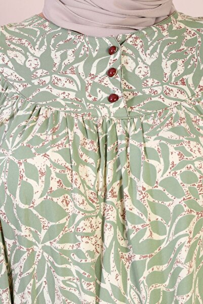 Ferace Large Size Leaf Patterned Long Summer Dress