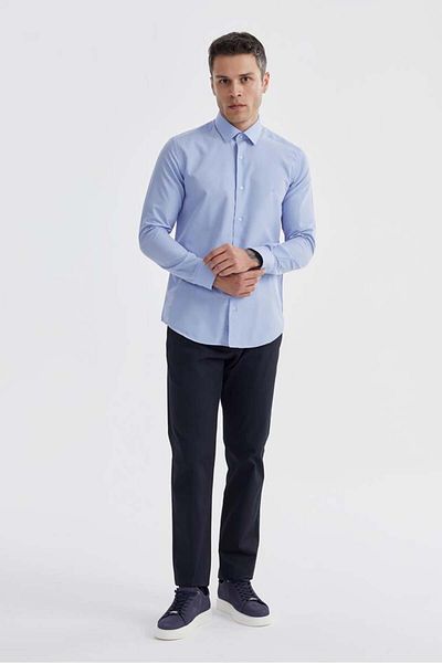 Jakamen Ανδρικό πουκάμισο μπλε Slim Fit με σχέδιο χωρίς τσέπη