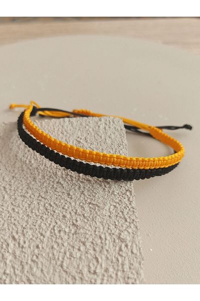 TREND Yellow and Black Double Macrame Bracelet - Handmade, Adjustable, Unisex, Gift Bracelet