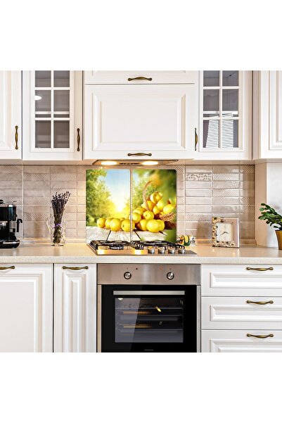 Saban 2' Li 40x52 Cm Cam Ocak Koruyucu Limon Sepeti Desenli