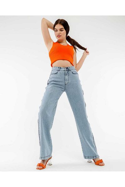SHEVEGA PANTALONI DE JEAN DE FEMEI ICE BLUE, TALIE ÎNALTĂ, CU FERMOAR LATERAL