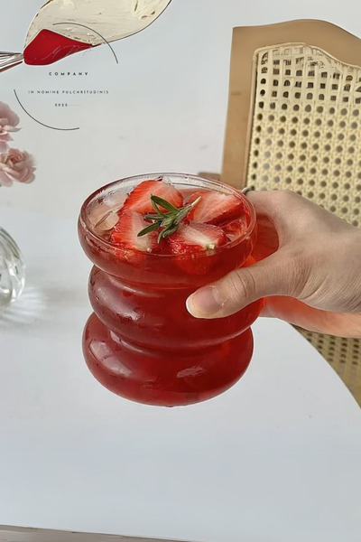 CÖDEL Isıya Dayanıklı Borosilikat Asimetrik Şerit Stil İskandinav Bardak Kahv...