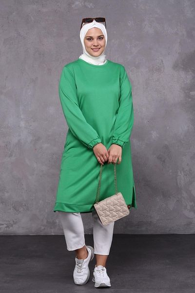 Ferace Women's Plus Size Two Thread Combed Cotton Long Hijab Tunik