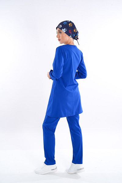 Nur Medikal Giyim Model Migdale Soft Lycra Fermoar Saks Blue Doctor Asistentă Uniformă Chirurgică