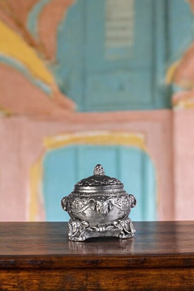 Evene Şekerlik Sunumluk Drajelik Dekoratif Tabak Gümüş Eskitme Renk Model 1