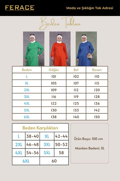 Ferace Plus Size Women's Hijab Tunic - Two Thread Combed Cotton