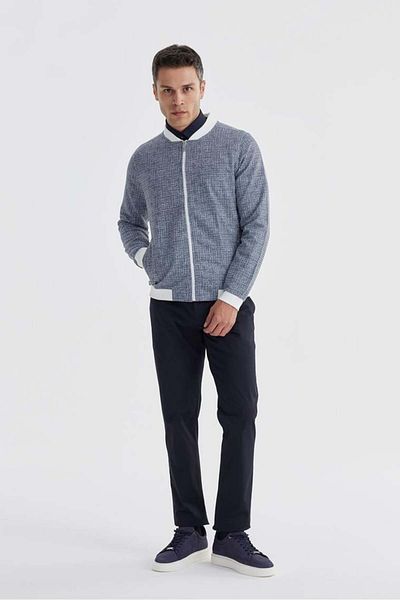 Jakamen Тъмносиньо памучно колежанско палто Slim Fit