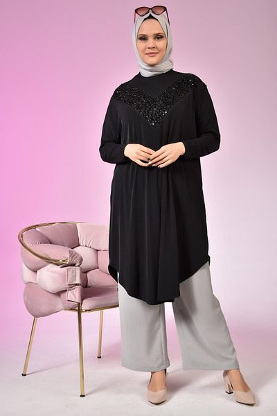 Ferace Women's Large Size Clothing Tunic Bat Sleeve And Oversize Cut