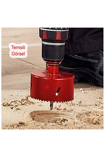 Badem10 Metal Sds Plus Panç Ø 98 mm Çap 9.8 cm Delik Oyuk Açma Delme HSS Bi Metal Testeresi Adaptör Uç