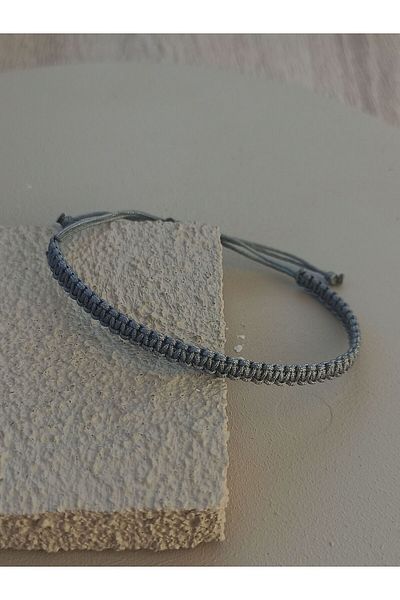 TREND Unisex Knitted Grey Macrame Surfer Bracelet - Waterproof, Adjustable Handmade