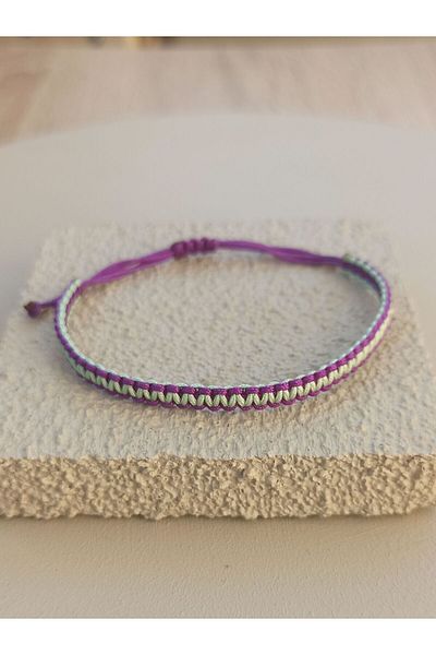 TREND Unisex Purple Green Braided Macrame Bracelet, String Bracelet, Braided Bracelet,