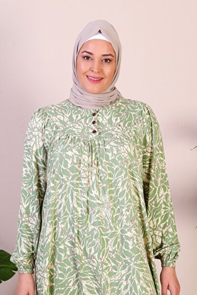 Ferace Φόρεμα Μητέρας Για Καλοκαίρι Σε Πράσινο Νερού Plus Size με Χιτζάμπ