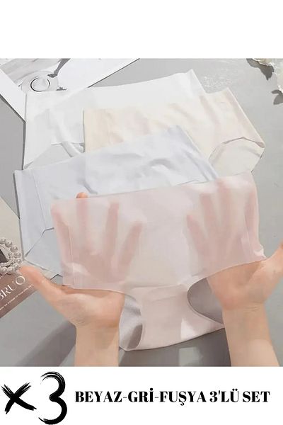 SWEETKORSE Set de 3 chiloți cu talie înaltă, fără urme, fără sudură, tăiați cu laser, micro-transparenti