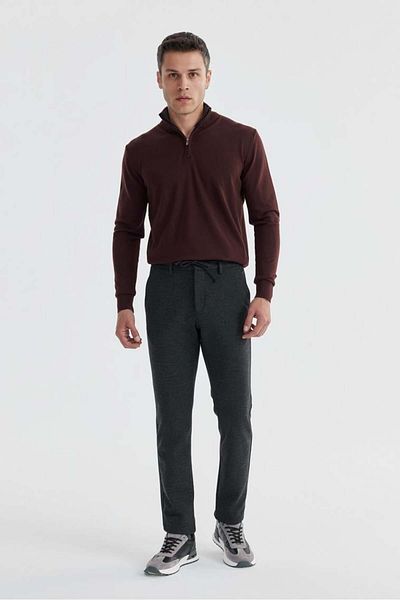 Jakamen Παντελόνι Jogger Anthracite Comfort Fit με ελαστική πλαϊνή τσέπη