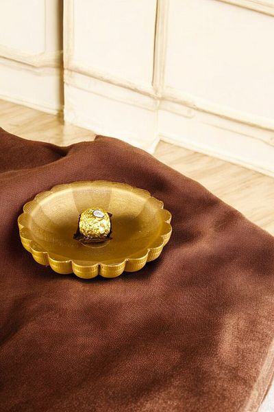 Evene Gold Colored Sugar Bowl Dragee - Decorative Plate Model 8
