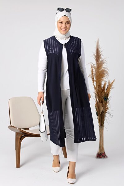 Ferace Vestă lungă pentru femei, cu bijuterii, de mărime mare