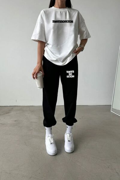 Mythologie Thatssofetch Sweatpants T-Shirt - White Black Jogger T-Shirt Sweat...