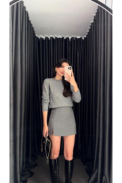 HAZELANNA Gray Shorts Skirt