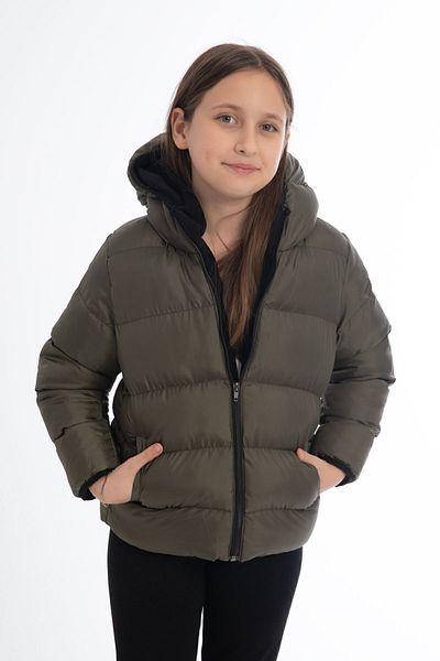 Royalside Sports Girl's Khaki Fleece Hooded Waterproof Wind Resistant Winter Sports Coat