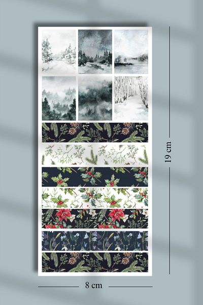 Hume Craft Set de autocolante tematice de iarnă vintage - 9x19cm pentru Bullet Journal și Scrapbook Collage
