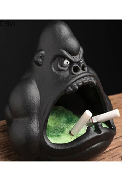 MvT Tasarım منفضة سجائر على شكل غوريلا وقطعة ديكور - منفضة سجائر كبيرة على شكل غوريلا - ثقيلة وعصرية