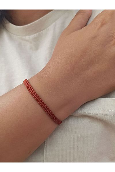 TREND Unisex Knitted Cinnamon Color Macrame String Bracelet, Handmade, Adjustable Bracelet