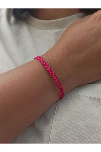 TREND Unisex Knitted Fuchsia Macrame Drawstring Bracelet – Water Resistant, Adjustable, Handmade