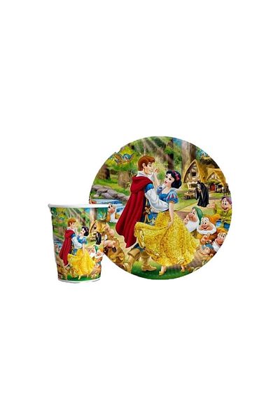 turkuaz parti 8-Piece Cotton Princess Carton Plate Cup Set