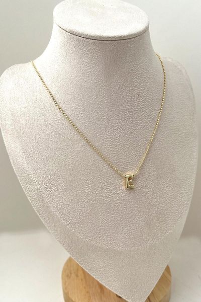 Modex Gold Color Three-Dimensional Letter E Necklace (45+5cm)