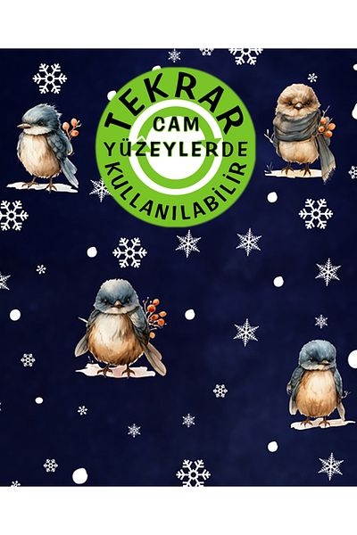 AlyMarkt 2025 Cute Christmas Birds Set Double Sided Adhesive Free (Sticking with Water) Suitable for Reusable