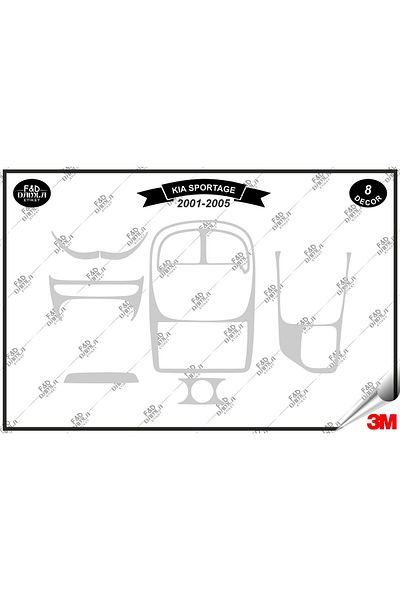 FD Damla Etiket 2001-2005 Kia Sportage Torpedo - Σετ 8 τεμαχίων ασημί χρώματος κονσόλας και μαόνι στήθους