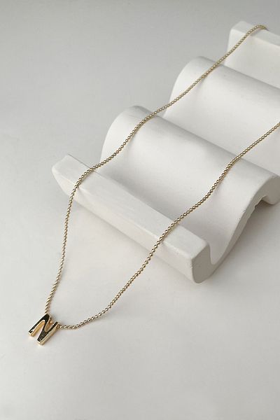 Modex Gold Color Three-Dimensional Letter N Necklace (45+5cm)