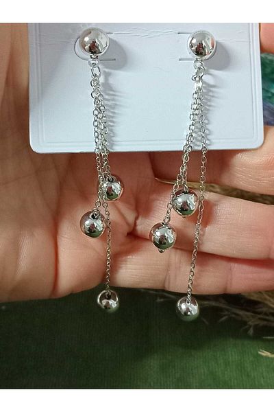 mos&more Silver Ball Dangle Stylish Earrings