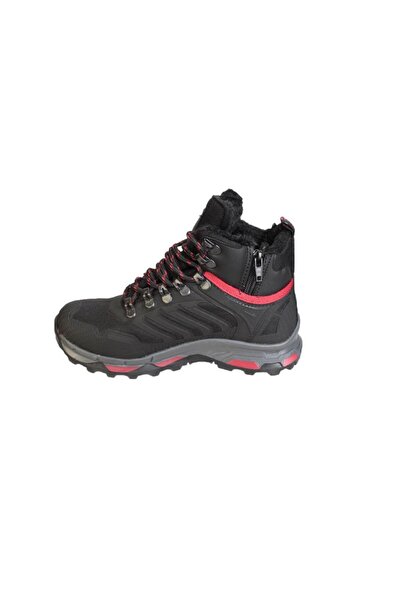 Yaz Kış Ayakkabı YAZKIŞ Erkek Çocuk 36-40 Siyah Gri İçi Kürklü Termo kaymaz Taban Bağcıklı Fermuarlı Soğuya Dayanıklı