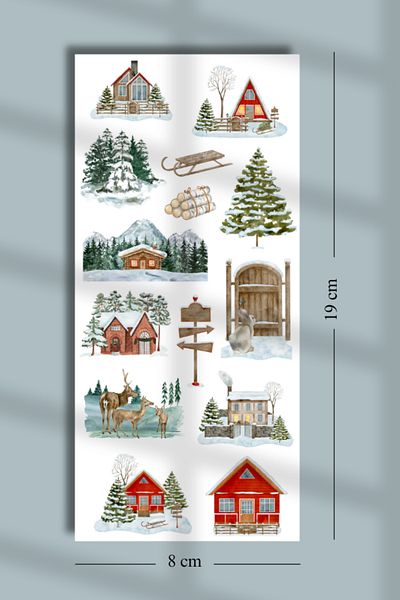 Hume Craft Set de autocolante tematice de iarnă vintage - 9x19cm pentru Bullet Journal și Scrapbook Collage