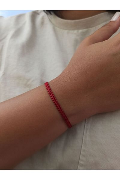 TREND Unisex Knitted Burgundy Macrame String Bracelet, Water Resistant, Adjustable Handmade Bracelet