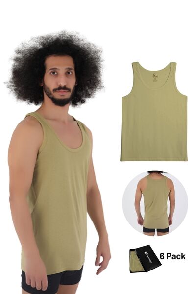 CENNETOĞLU 6 Men's Combed Cotton Singlets in Economic Package Special Box