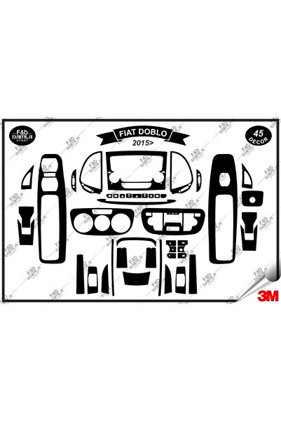 FD Damla Etiket فيات دوبلو 2015 مجموعة تزيين الصدر من الماهوجني 45 قطعة باللو...