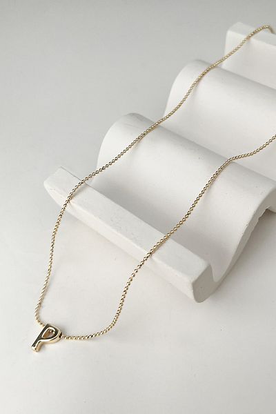 Modex Gold Color Three-Dimensional Letter P Necklace (45+5cm)